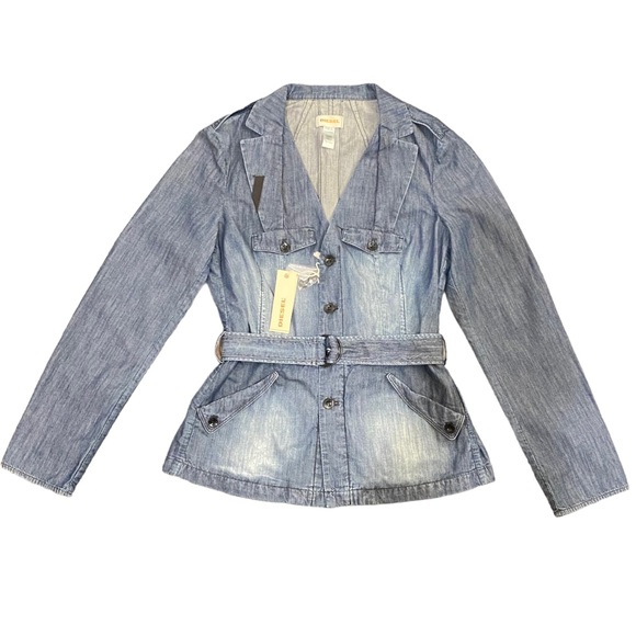 Diesel Jackets & Blazers - NWT DIESEL Belted Blue Jean Jacket Size L